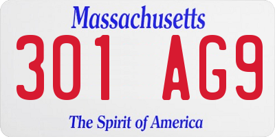 MA license plate 301AG9