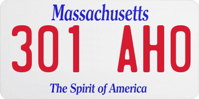MA license plate 301AH0