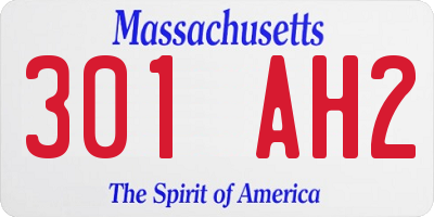 MA license plate 301AH2