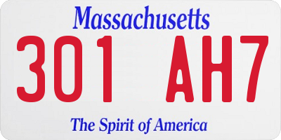 MA license plate 301AH7
