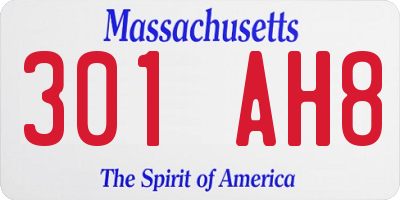 MA license plate 301AH8