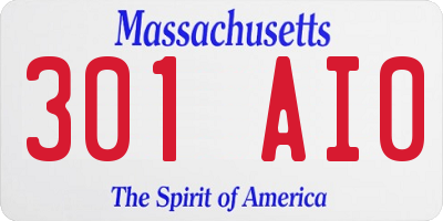 MA license plate 301AI0