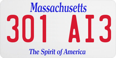 MA license plate 301AI3