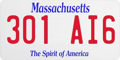 MA license plate 301AI6