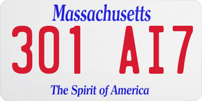 MA license plate 301AI7