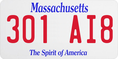 MA license plate 301AI8
