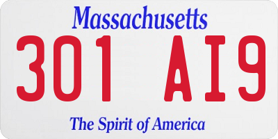 MA license plate 301AI9