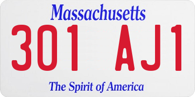 MA license plate 301AJ1