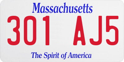 MA license plate 301AJ5