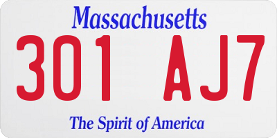 MA license plate 301AJ7