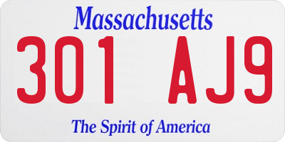MA license plate 301AJ9