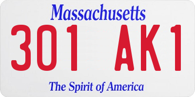 MA license plate 301AK1