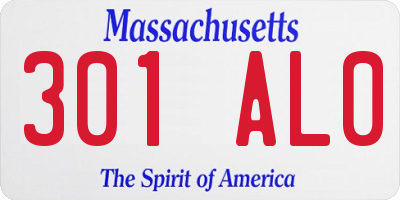 MA license plate 301AL0