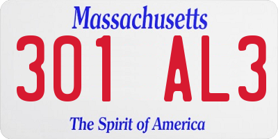 MA license plate 301AL3