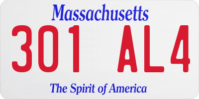 MA license plate 301AL4