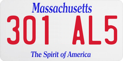 MA license plate 301AL5