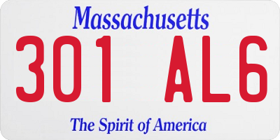 MA license plate 301AL6