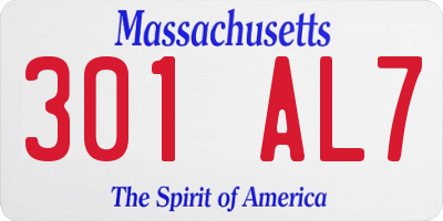 MA license plate 301AL7