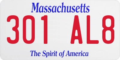 MA license plate 301AL8