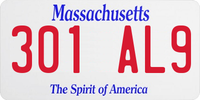 MA license plate 301AL9