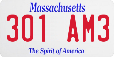 MA license plate 301AM3