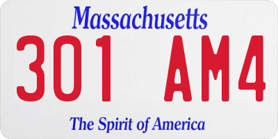 MA license plate 301AM4