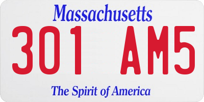 MA license plate 301AM5