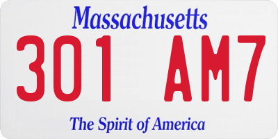 MA license plate 301AM7