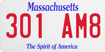 MA license plate 301AM8