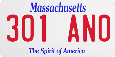 MA license plate 301AN0