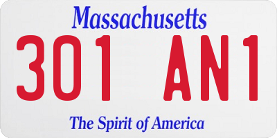 MA license plate 301AN1