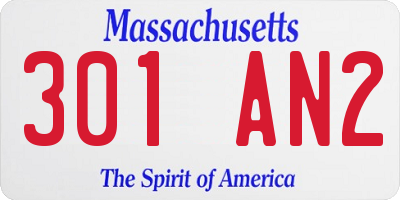 MA license plate 301AN2