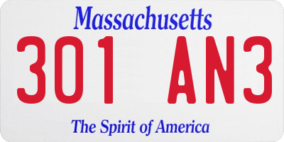MA license plate 301AN3