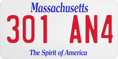 MA license plate 301AN4