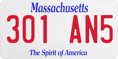 MA license plate 301AN5