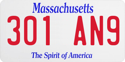 MA license plate 301AN9