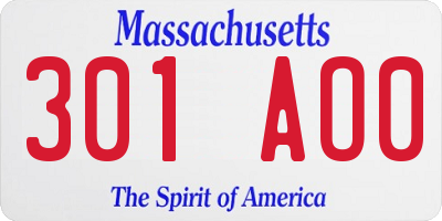 MA license plate 301AO0