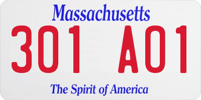 MA license plate 301AO1