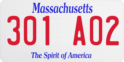 MA license plate 301AO2