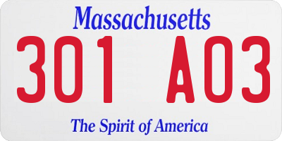 MA license plate 301AO3