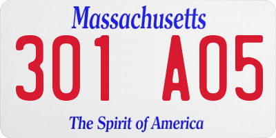 MA license plate 301AO5