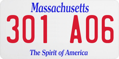 MA license plate 301AO6