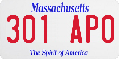 MA license plate 301AP0