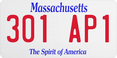 MA license plate 301AP1