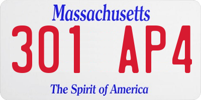 MA license plate 301AP4