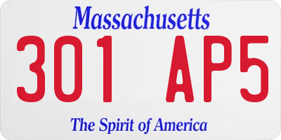 MA license plate 301AP5