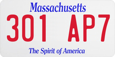 MA license plate 301AP7