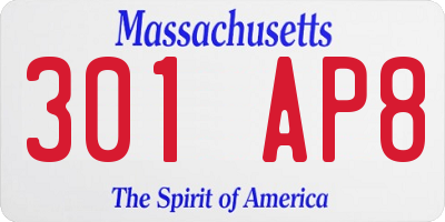 MA license plate 301AP8
