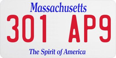 MA license plate 301AP9