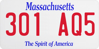 MA license plate 301AQ5